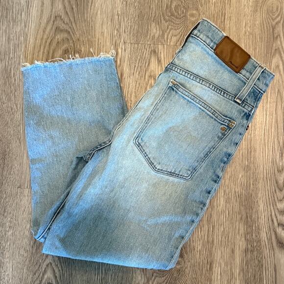 Madewell Classic Straight Jeans Women 26 Light Wash Cropped Raw Hem Streetwear - Picture 3 of 8